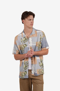 James Harper Olive Print Line Blend S/S Shirt JHS716