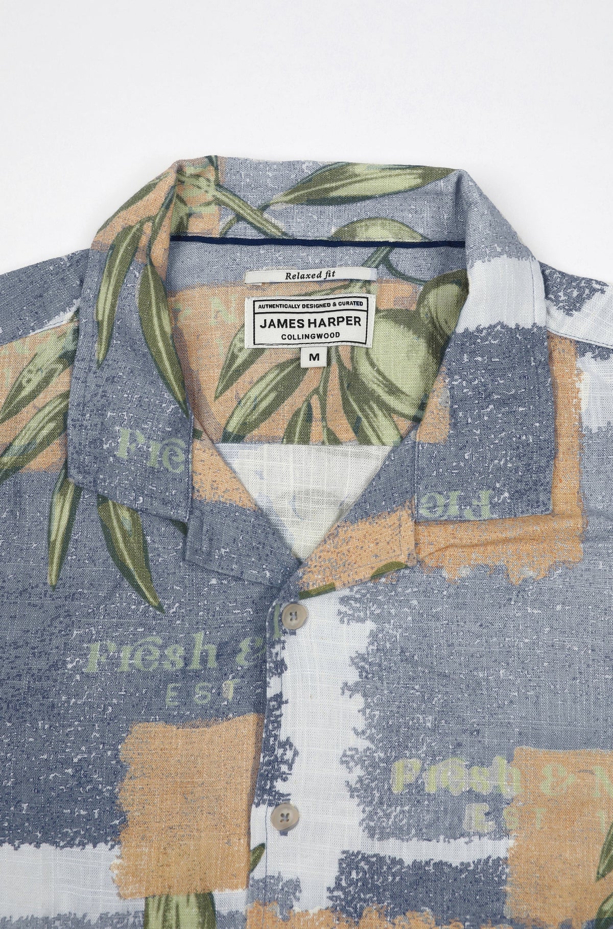 James Harper Olive Print Line Blend S/S Shirt JHS716