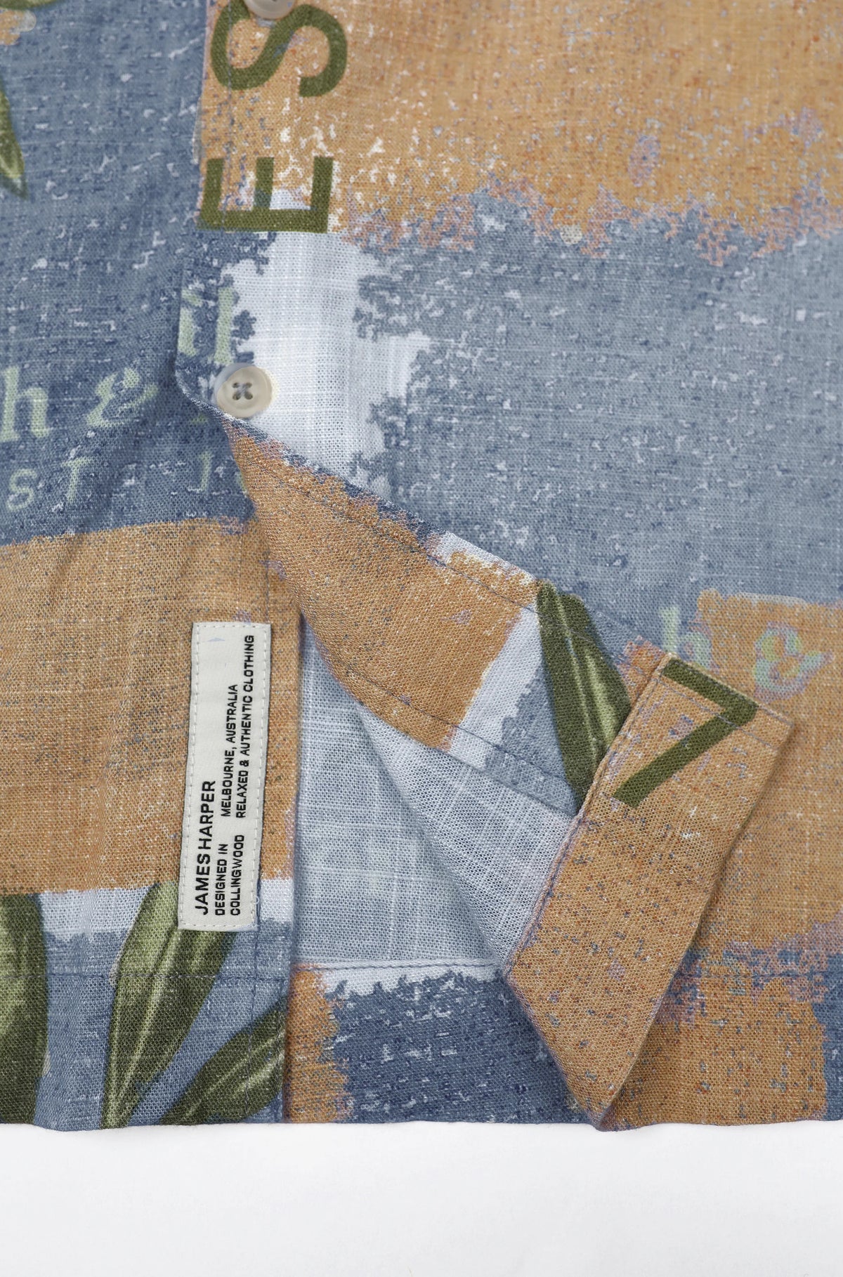 James Harper Olive Print Line Blend S/S Shirt JHS716