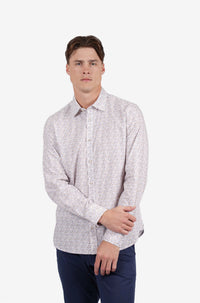 James Harper L/S Shirt Geo Print in SAND JHS718