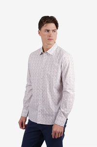 James Harper L/S Shirt Geo Print in SAND JHS718