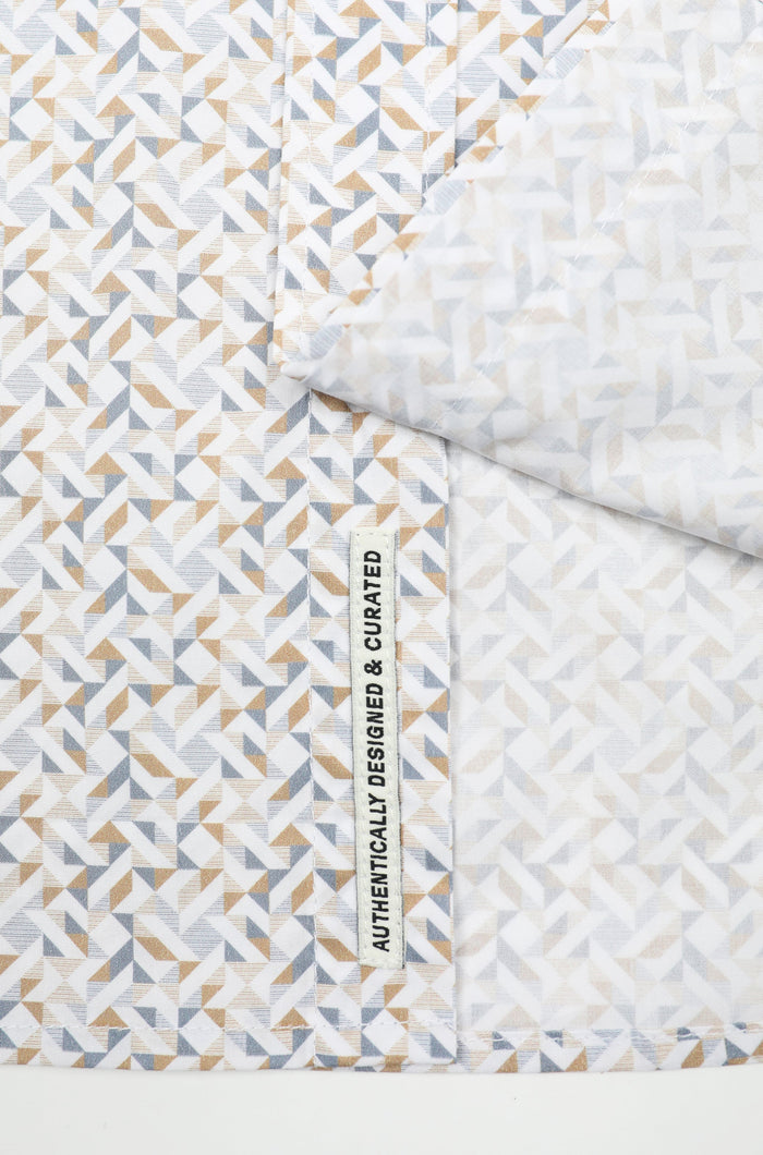 James Harper L/S Shirt Geo Print in SAND JHS718