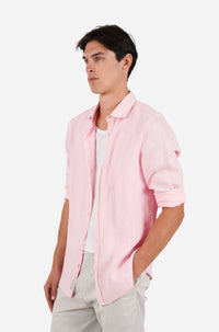 James Harper Pure Linen LS Shirt in Candy JHS725