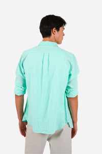 James Harper Pure Linen LS Shirt in Mint JHS725