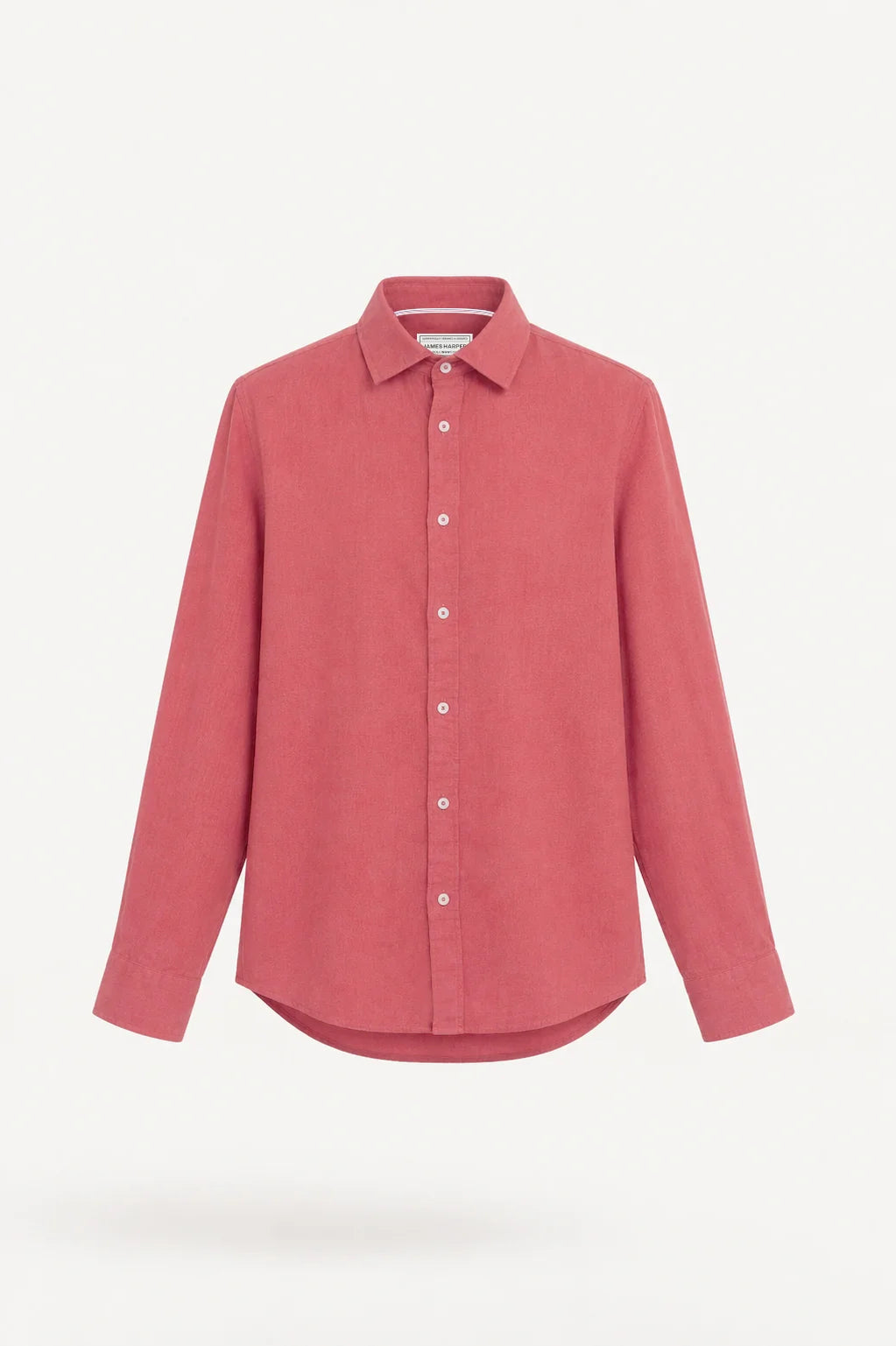 James Harper Pure Linen LS Shirt in Coral JHS725