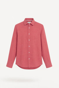 James Harper Pure Linen LS Shirt in Coral JHS725