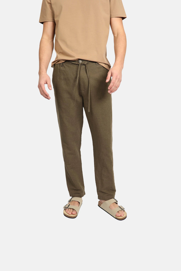 James Harper Linen Pants - Olive
