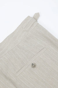 James Harper Linen Relaxed fit pleated pant in Pebble JHTR65