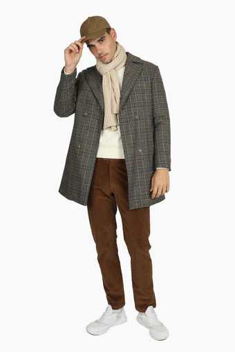 James Harper Check Wool Blend Overcoat