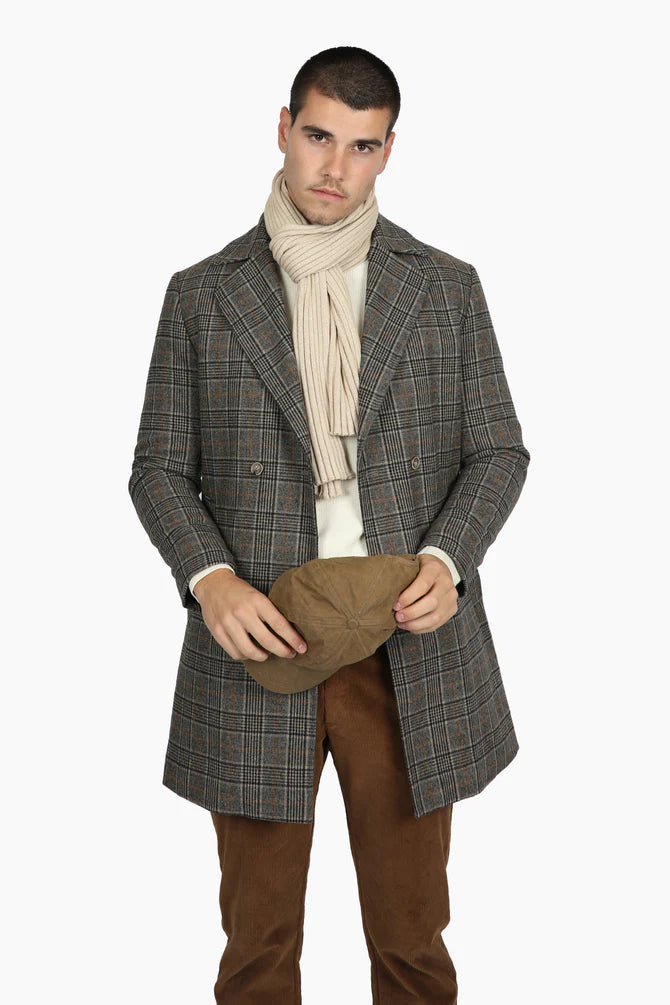 James Harper Check Wool Blend Overcoat