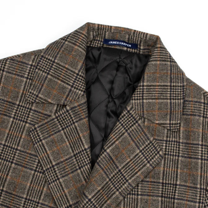 James Harper Check Wool Blend Overcoat