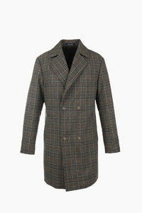 James Harper Check Wool Blend Overcoat