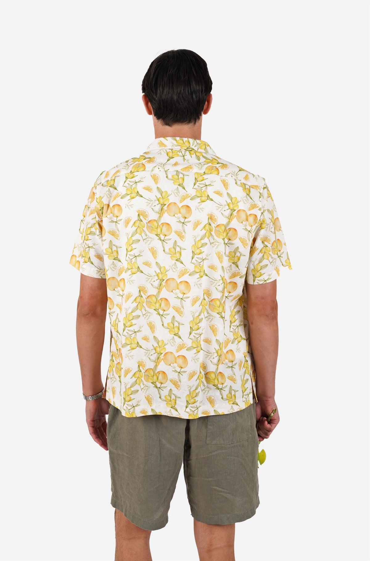 James Harper Lemon Print Linen Blend S/S Shirt JHS712
