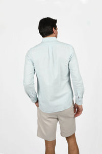 James Harper Long Sleeve Linen Shirt Ice Blue