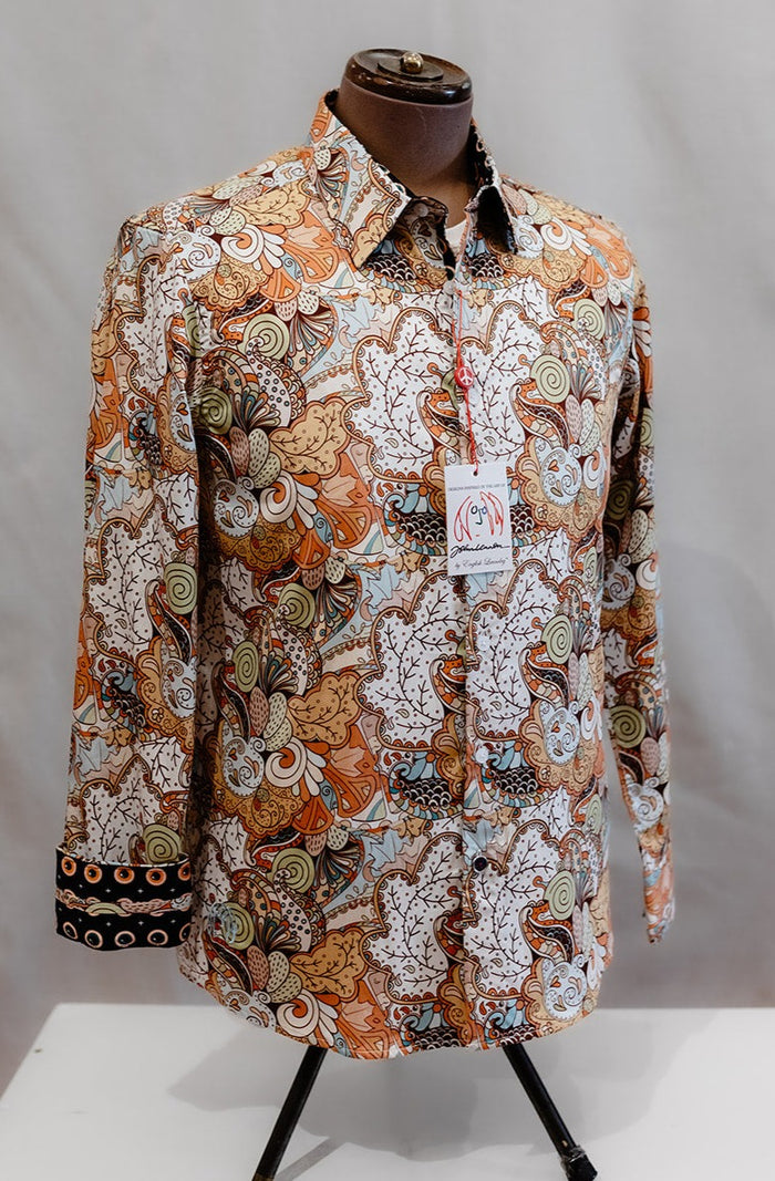 John Lennon Mustard Paisley Print Long Sleeve Shirt 'Watford'