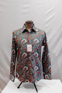 John Lennon Red + Green Paisley Print Long Sleeve Shirt 'Berwick'