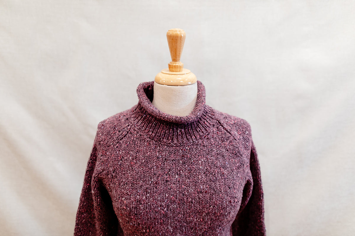 Fisherman Donegal Fleck Saddle Shoulder Sweater in Dark Mauve or Copper SI628M