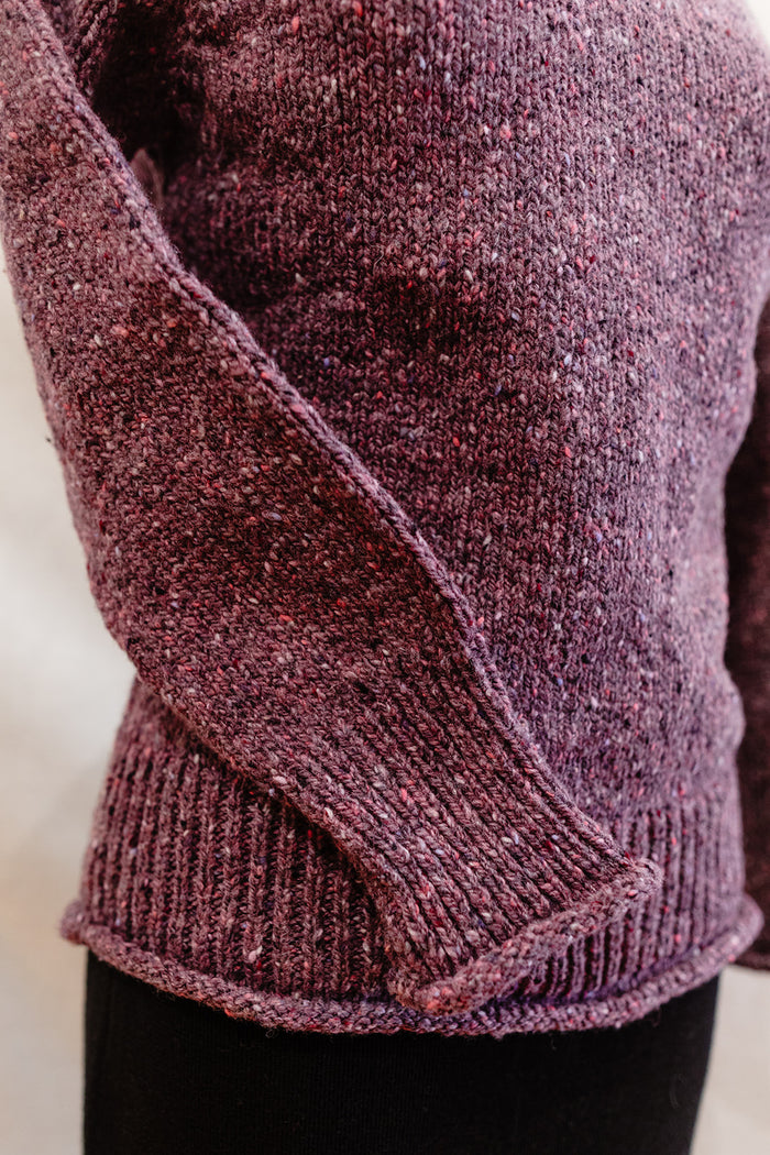 Fisherman Donegal Fleck Saddle Shoulder Sweater in Dark Mauve or Copper SI628M