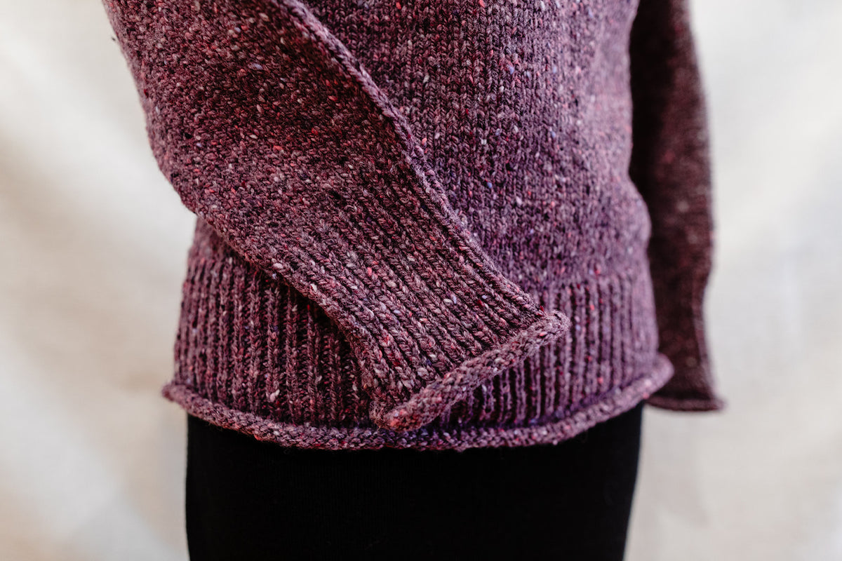 Fisherman Donegal Fleck Saddle Shoulder Sweater in Dark Mauve or Copper SI628M