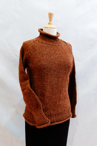 Fisherman Donegal Fleck Saddle Shoulder Sweater in Dark Mauve or Copper SI628M