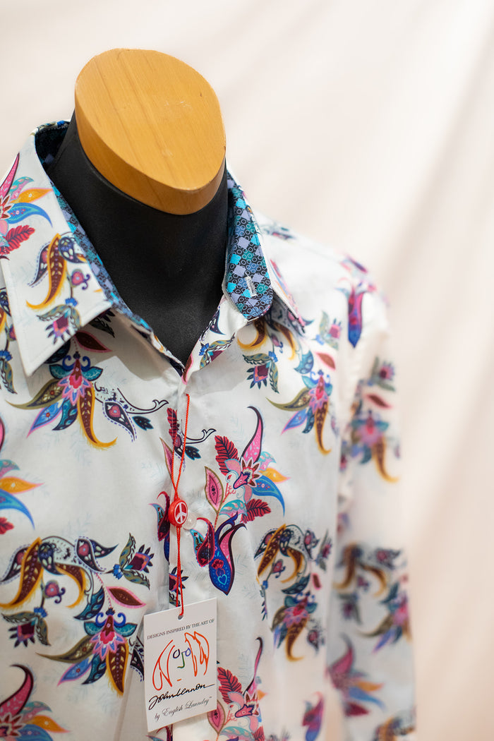 John Lennon Long Sleeve Shirt 'Denton' in Ecru