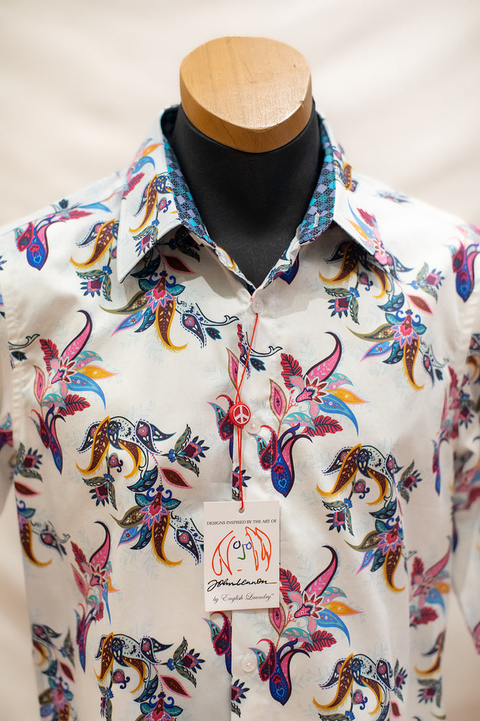 John Lennon Long Sleeve Shirt 'Denton' in Ecru