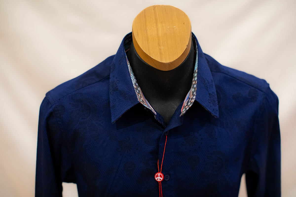 John Lennon Long Sleeve Shirt 'Wilton' in Navy