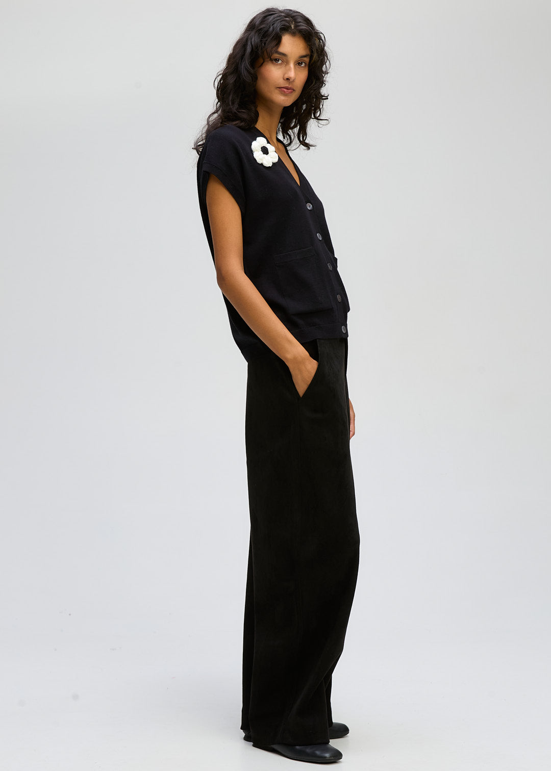 LD + Co Button Vest in Black 8169