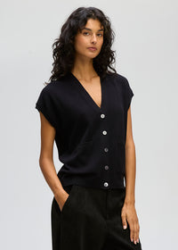 LD + Co Button Vest in Black 8169