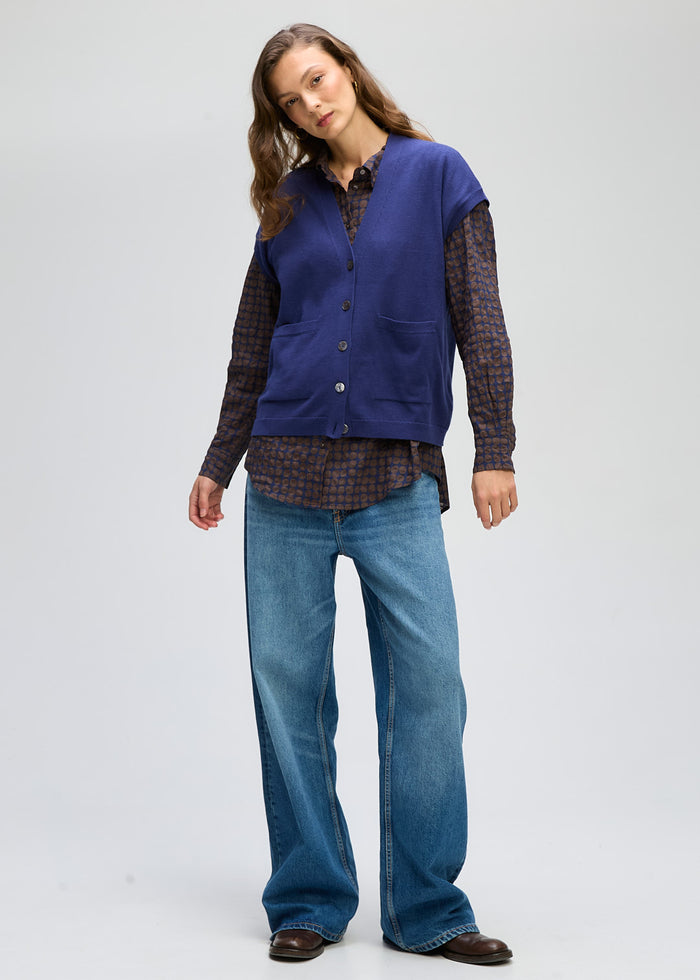 LD + Co Button Vest in Blue 8169