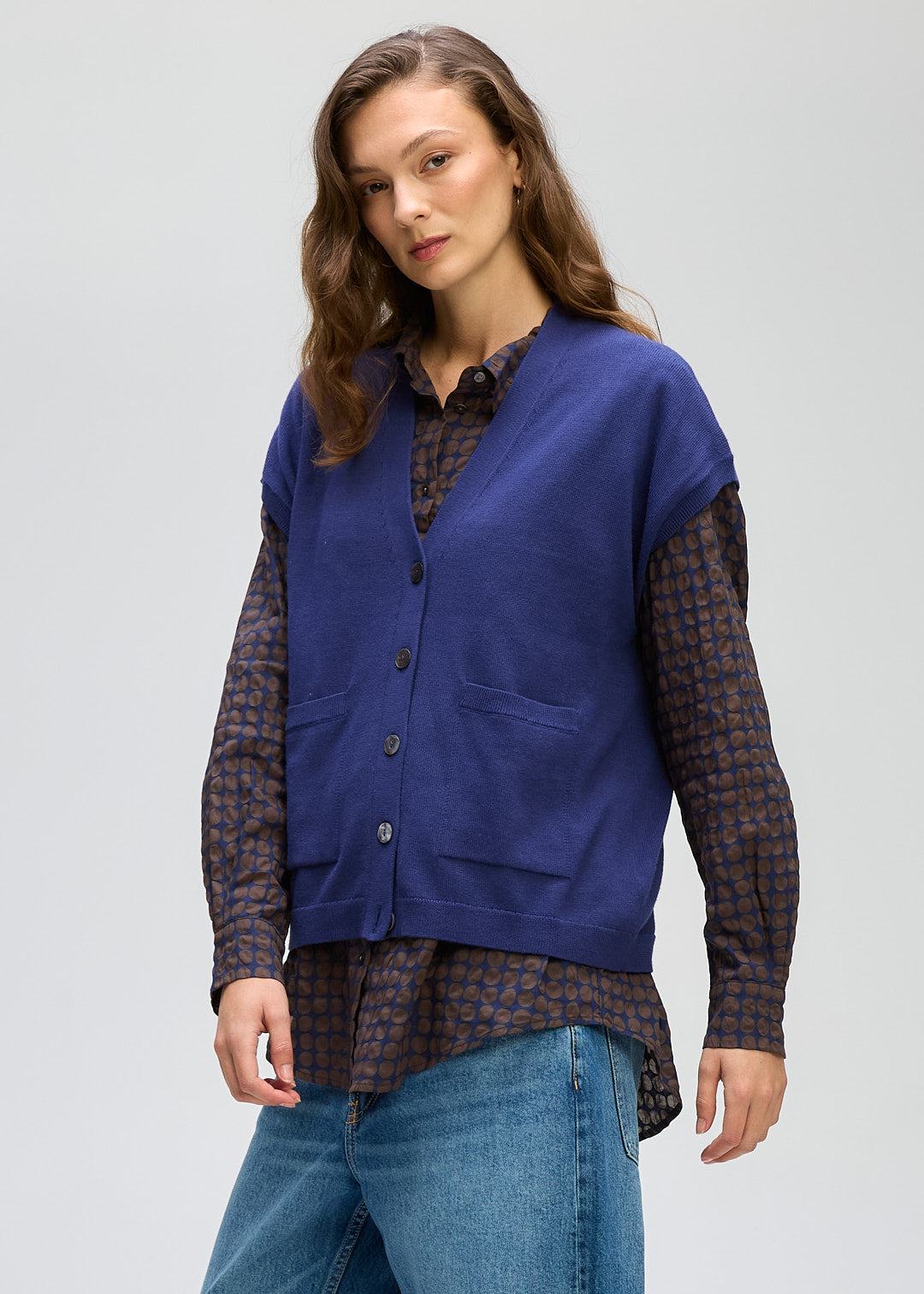 LD + Co Button Vest in Blue 8169