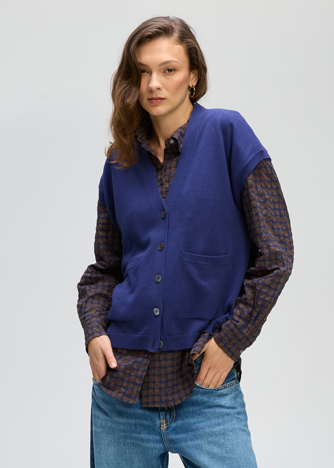 LD + Co Button Vest in Blue 8169