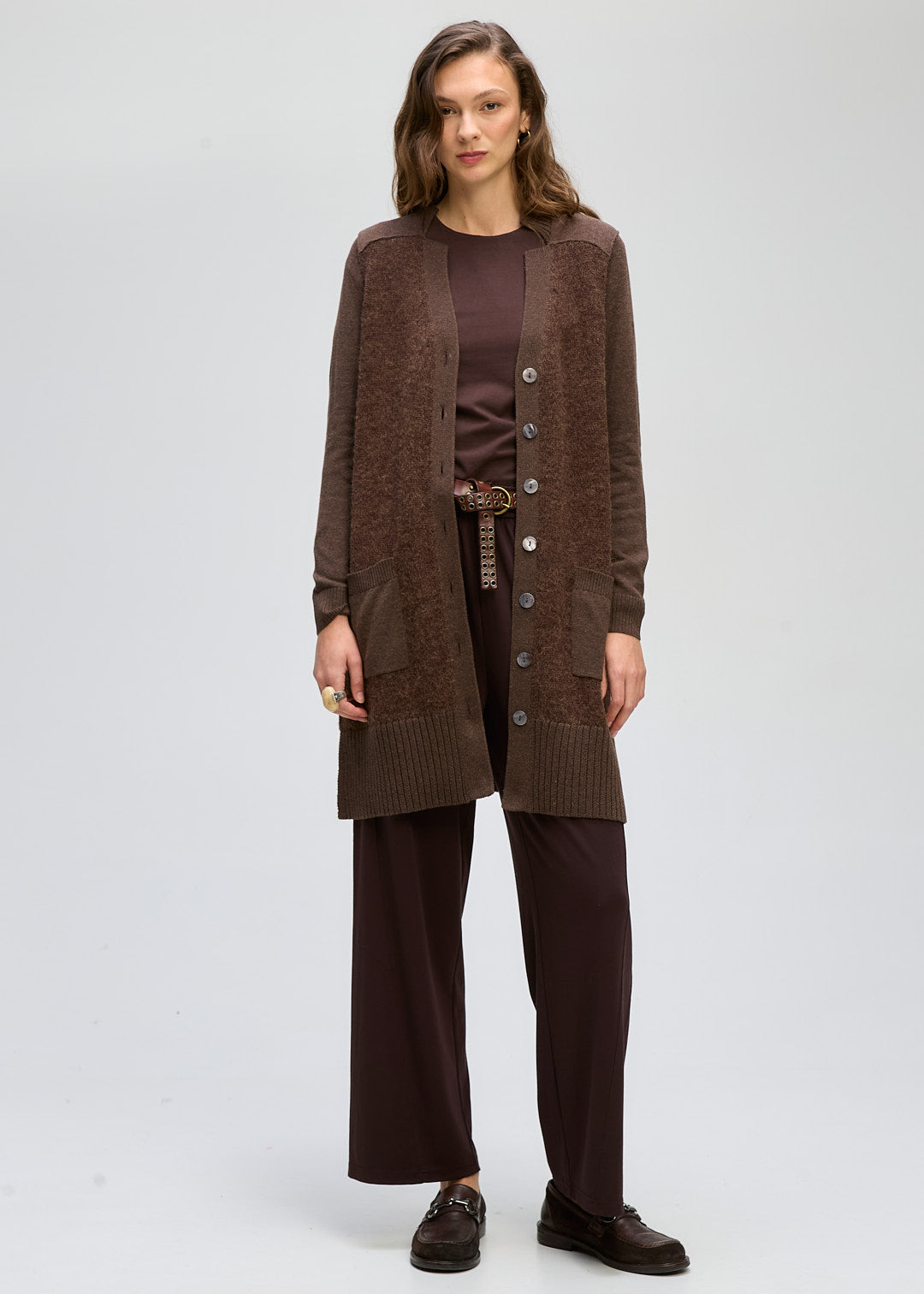 LD + Co Fluffy Detail Cardigan in Cocoa 8171