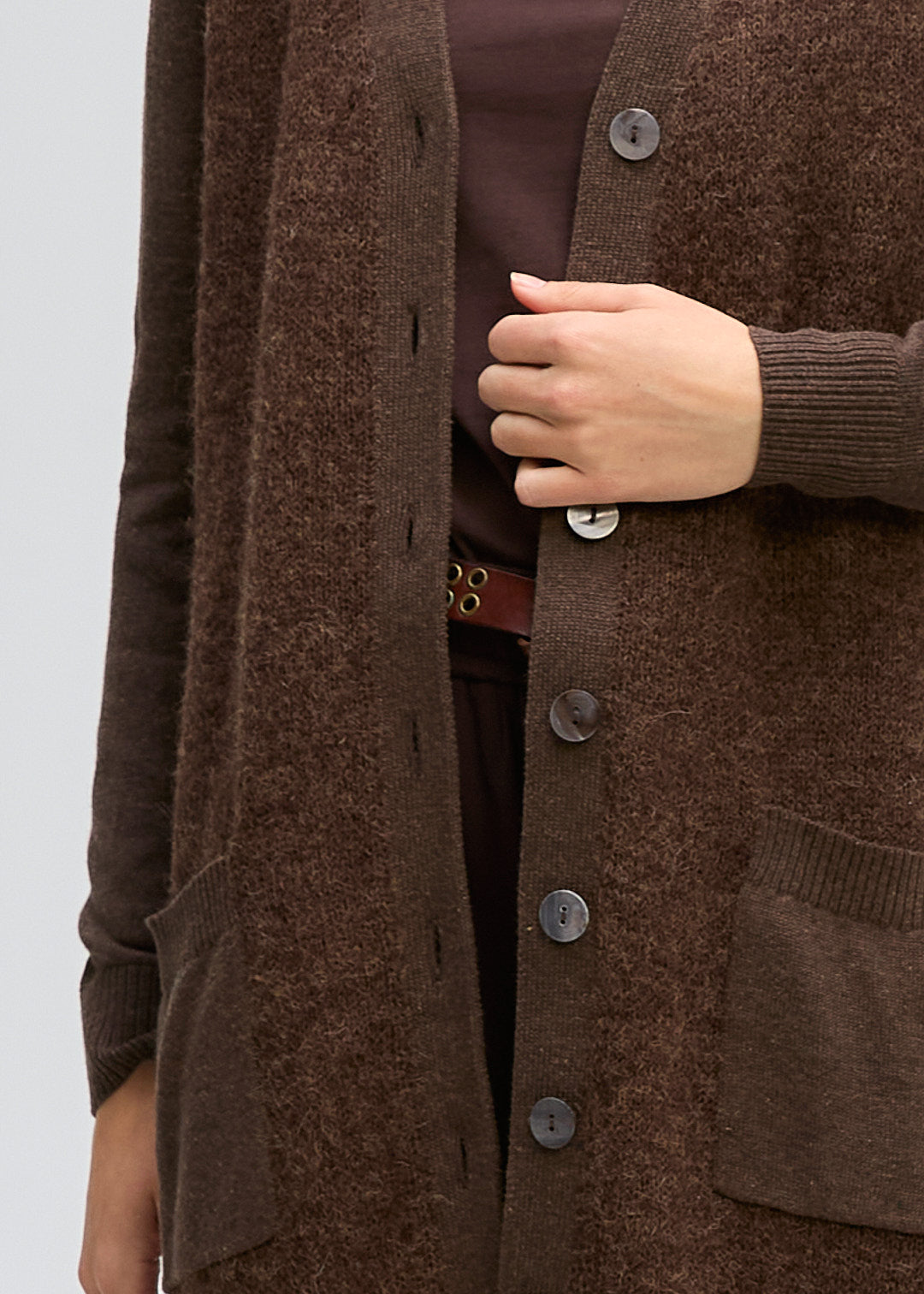 LD + Co Fluffy Detail Cardigan in Cocoa 8171