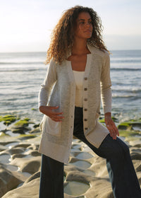 LD + Co Fluffy Detail Cardigan in Light Marle 8171