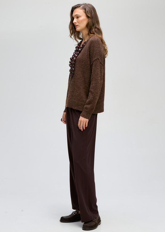 LD + Co Fluffy V Neck Jumper in Cocoa 8175