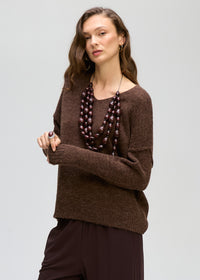 LD + Co Fluffy V Neck Jumper in Cocoa 8175