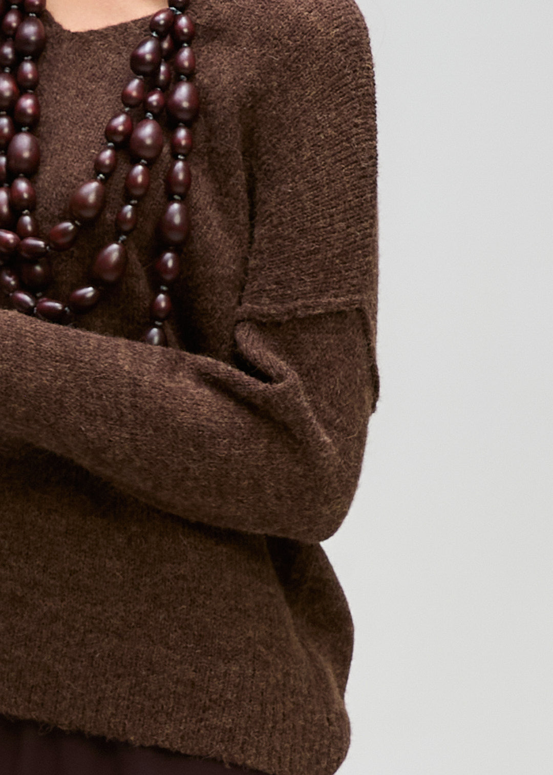 LD + Co Fluffy V Neck Jumper in Cocoa 8175