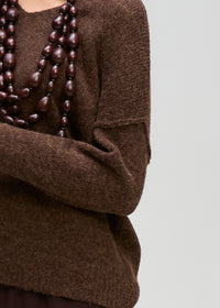 LD + Co Fluffy V Neck Jumper in Cocoa 8175