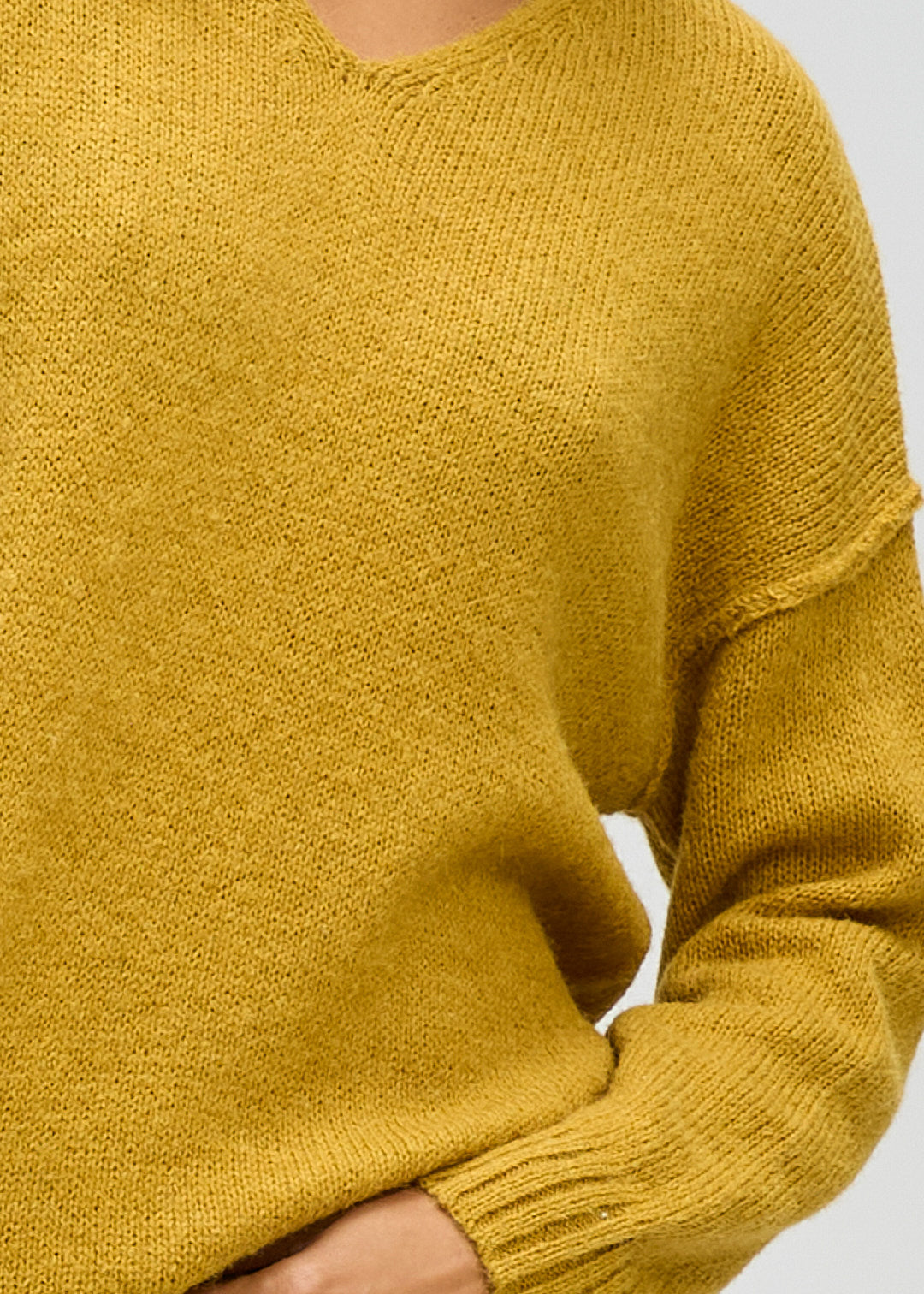 LD + Co Fluffy V Neck Jumper in Ochre 8175