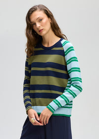 LD + Co Crazy Stripe Crew in Ink 8182