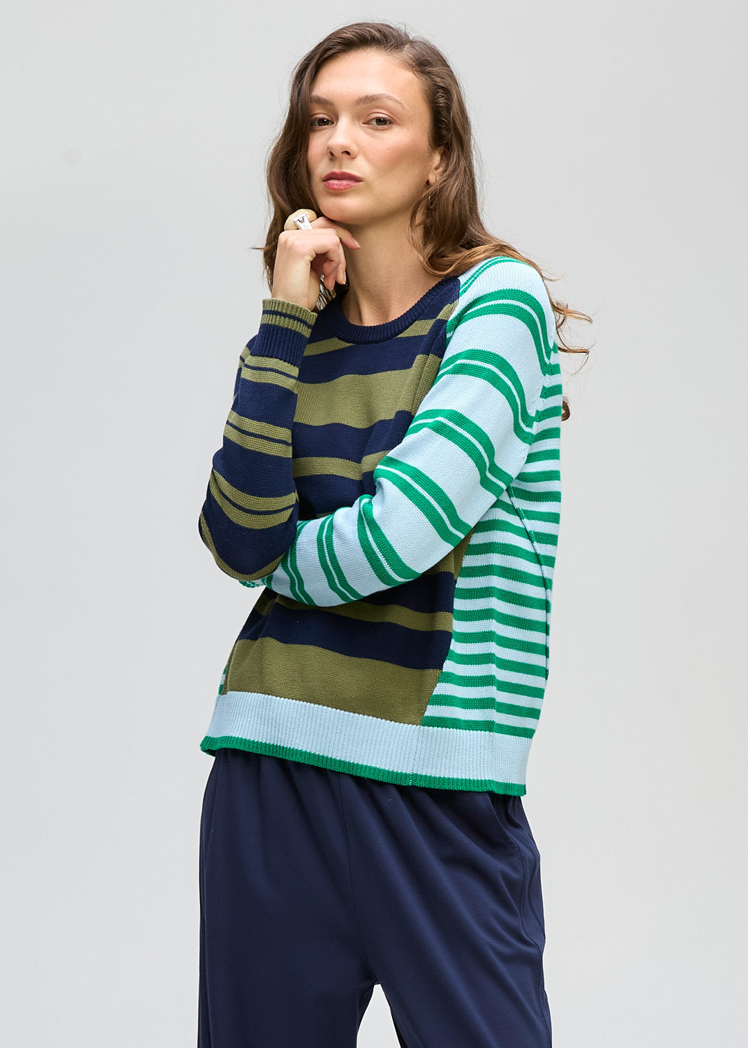 LD + Co Crazy Stripe Crew in Ink 8182