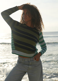 LD + Co Crazy Stripe Crew in Ink 8182