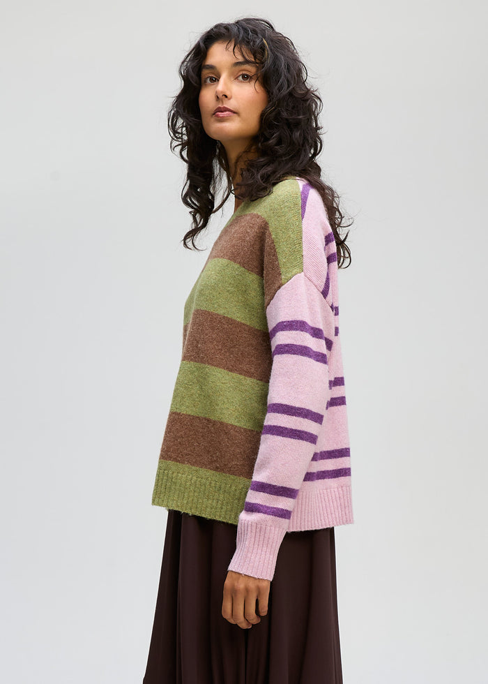 LD + Co Groove Stripe Crew in Olive 8186