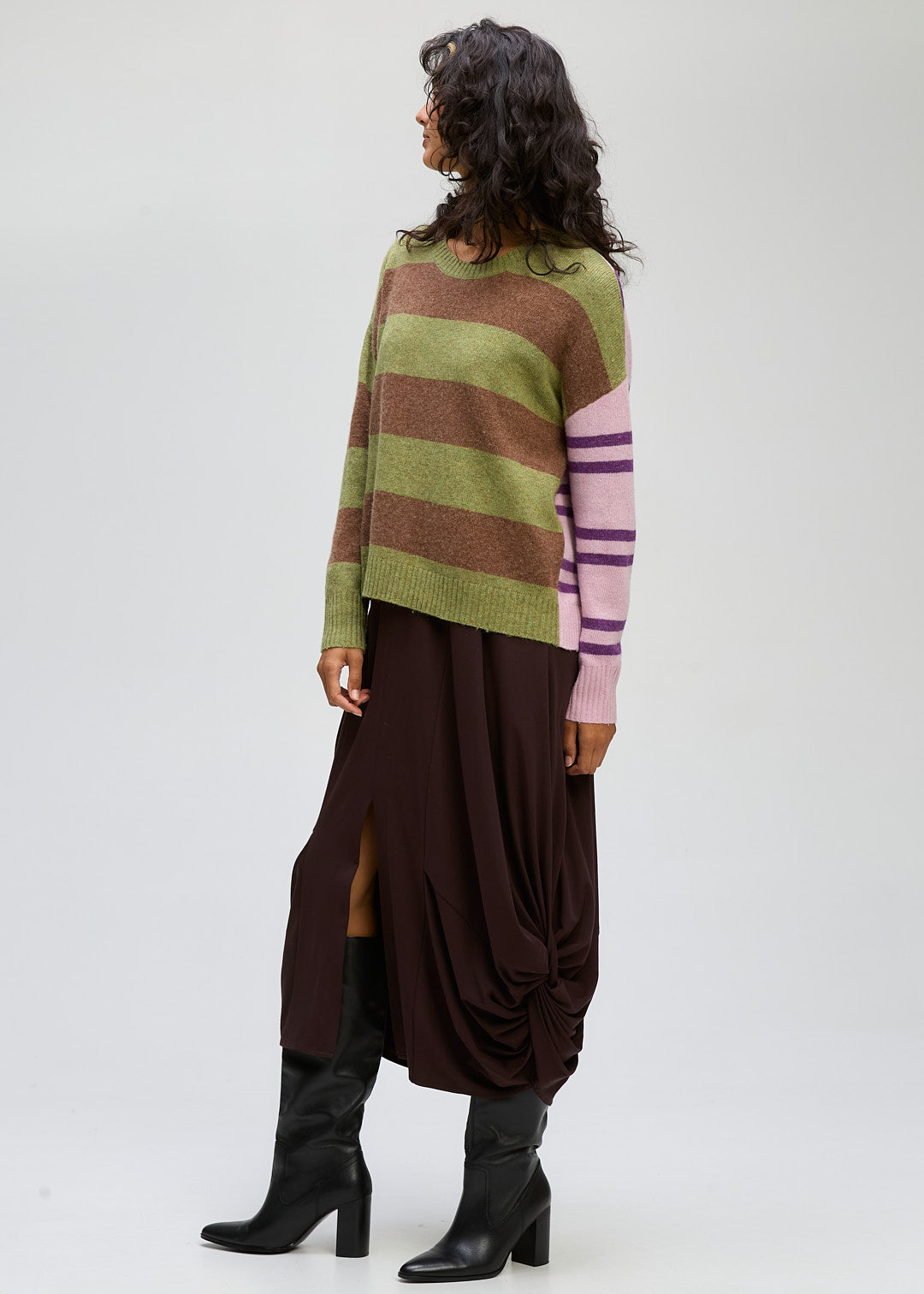 LD + Co Groove Stripe Crew in Olive 8186