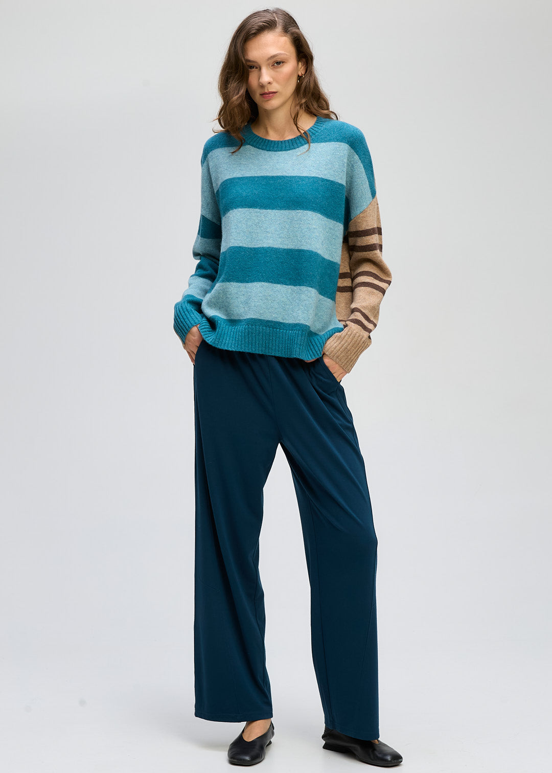 LD + Co Groove Stripe Crew in Teal 8186