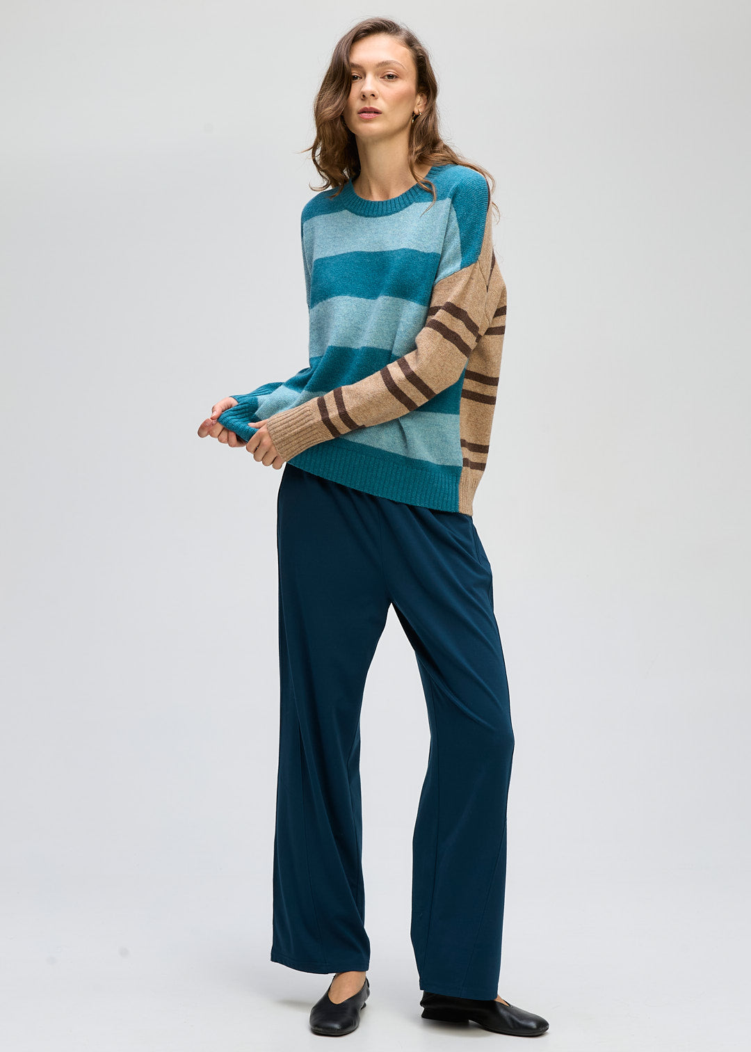 LD + Co Groove Stripe Crew in Teal 8186