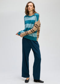 LD + Co Groove Stripe Crew in Teal 8186