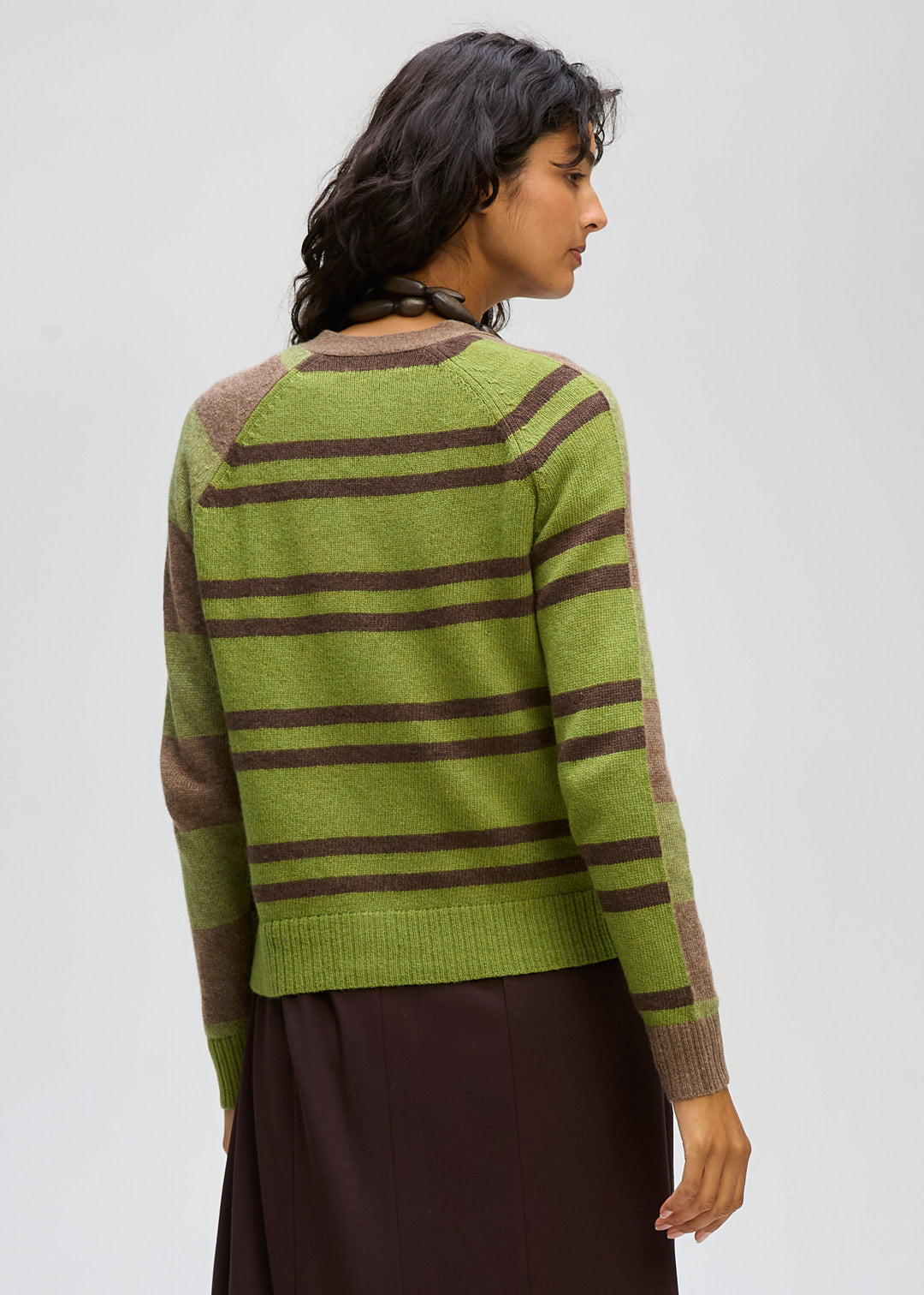 LD + Co Groove Stripe Cardigan in Cocoa 8187