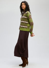 LD + Co Groove Stripe Cardigan in Cocoa 8187